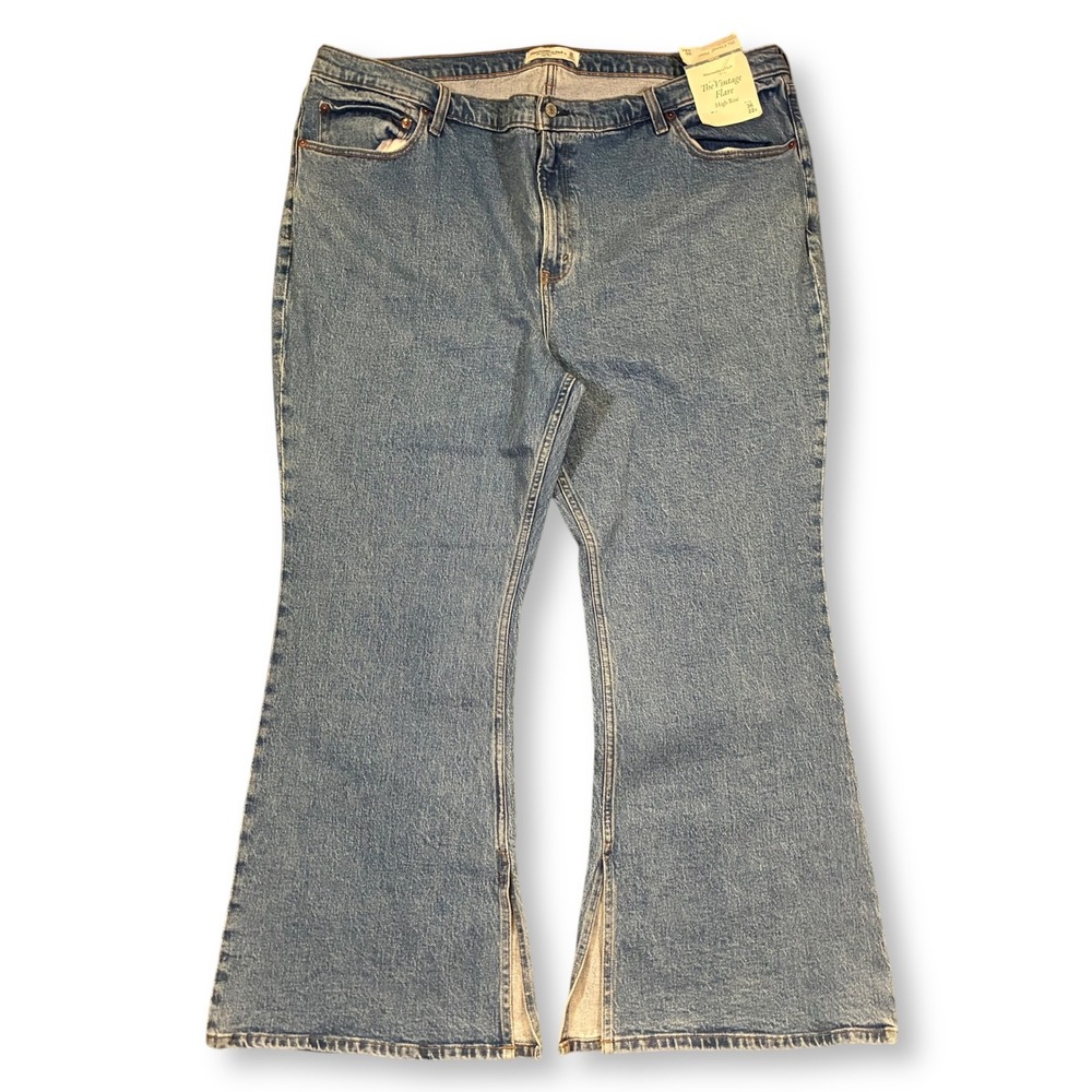 NWT Abercrombie & Fitch‎ The Vintage Flare High Rise Split Hem Jeans Women's 22s